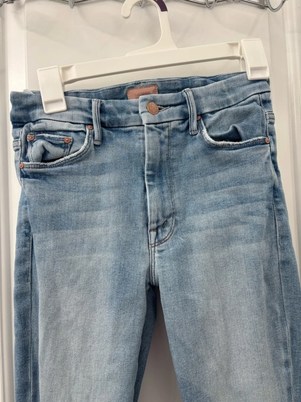 MOTHER High Waisted Looker ankle fray Jean in au revoir - Picture 2 of 11